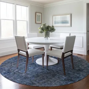 Indoor/Outdoor Karaj Blue 8\' x 8\' Round Rug