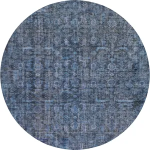 Indoor/Outdoor Karaj Blue 8\' x 8\' Round Rug