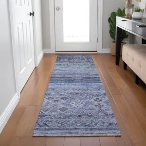 Indoor/Outdoor Karaj Blue 2\'3\" x 7\'6\" Runner Rug
