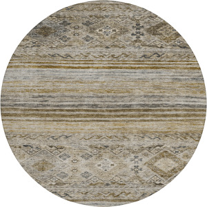 Indoor/Outdoor Karaj Brown 8' x 8' Round Rug