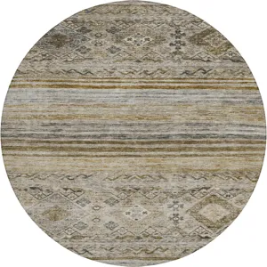 Indoor/Outdoor Karaj Brown 8\' x 8\' Round Rug