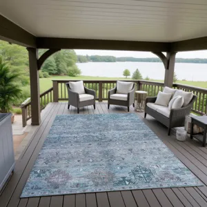 Indoor/Outdoor Karaj Blue 10\' x 14\' Rug