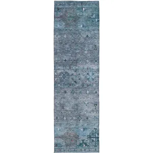 Indoor/Outdoor Karaj Blue 2\'3\" x 7\'6\" Runner Rug