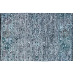 Indoor/Outdoor Karaj Blue 1\'8\" x 2\'6\" Rug