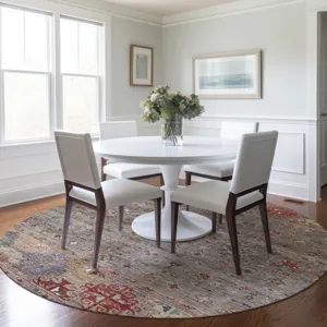 Indoor/Outdoor Karaj Gray 8\' x 8\' Round Rug