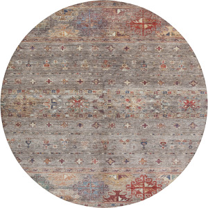 Indoor/Outdoor Karaj Gray 8' x 8' Round Rug