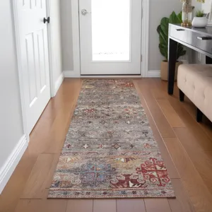 Indoor/Outdoor Karaj Gray 2\'3\" x 7\'6\" Runner Rug