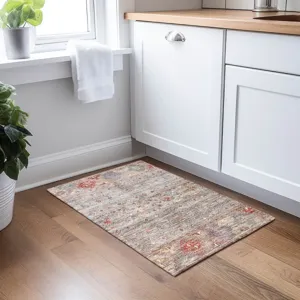 Indoor/Outdoor Karaj Gray 1\'8\" x 2\'6\" Rug