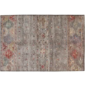 Indoor/Outdoor Karaj Gray 1\'8\" x 2\'6\" Rug
