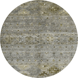 Indoor/Outdoor Karaj Pewter 8' x 8' Round Rug