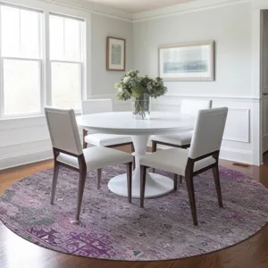 Indoor/Outdoor Karaj Purple 8\' x 8\' Round Rug