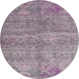 Indoor/Outdoor Karaj Purple 8' x 8' Round Rug