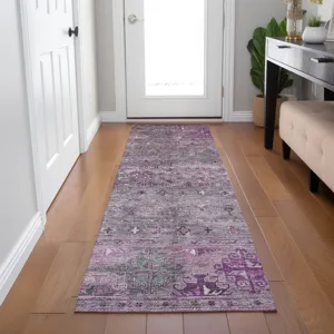 Indoor/Outdoor Karaj Purple 2\'3\" x 7\'6\" Runner Rug