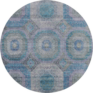Indoor/Outdoor Karaj Blue 8' x 8' Round Rug