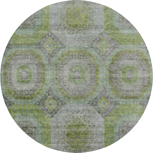 Indoor/Outdoor Karaj Olive 8' x 8' Round Rug