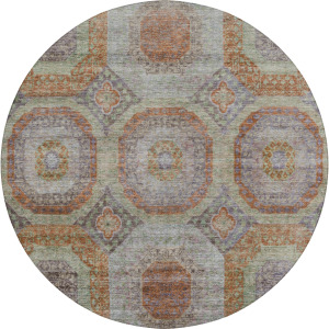 Indoor/Outdoor Karaj Paprika 8' x 8' Round Rug