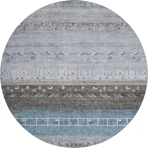 Indoor/Outdoor Karaj Blue 8\' x 8\' Round Rug