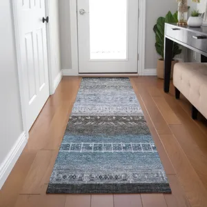 Indoor/Outdoor Karaj Blue 2\'3\" x 7\'6\" Runner Rug