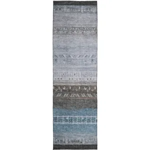 Indoor/Outdoor Karaj Blue 2\'3\" x 7\'6\" Runner Rug