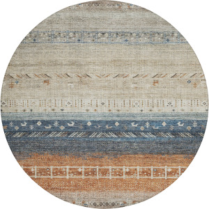 Indoor/Outdoor Karaj Brown 8' x 8' Round Rug