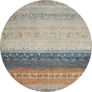 Indoor/Outdoor Karaj Brown 8\' x 8\' Round Rug