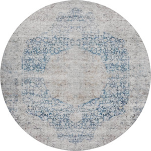 Indoor/Outdoor Karaj Blue 8' x 8' Round Rug