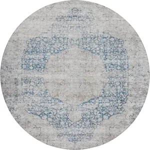 Indoor/Outdoor Karaj Blue 8\' x 8\' Round Rug