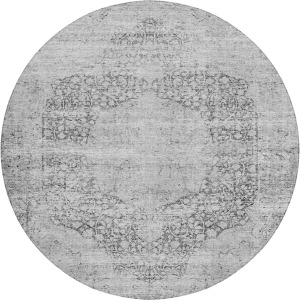 Indoor/Outdoor Karaj Gray 8' x 8' Round Rug