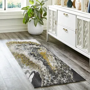 Kikiamo Graphite 2\'3\" x 7\'6\" Runner Rug