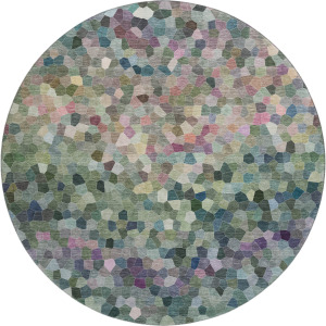 Luxury Washable Indoor/Outdoor Kaleidoscope Cactus 8' x 8' Round Rug