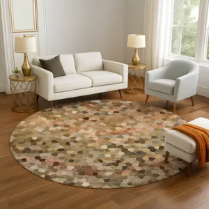Luxury Washable Indoor/Outdoor Kaleidoscope Canyon 8\' x 8\' Round Rug