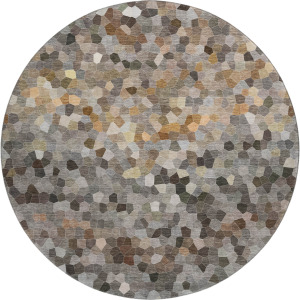 Luxury Washable Indoor/Outdoor Kaleidoscope Pewter 8' x 8' Round Rug