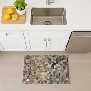 Luxury Washable Indoor/Outdoor Kaleidoscope Pewter 1\'8\" x 2\'6\" Rug