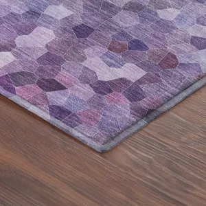 Luxury Washable Indoor/Outdoor Kaleidoscope Plum 2\'3\" x 7\'6\" Runner Rug