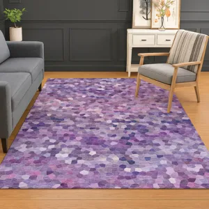 Luxury Washable Indoor/Outdoor Kaleidoscope Plum 9\' x 12\' Rug
