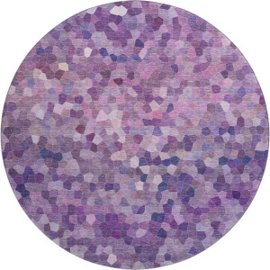Luxury Washable Indoor/Outdoor Kaleidoscope Plum 8' x 8' Round Rug