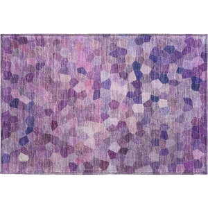 Luxury Washable Indoor/Outdoor Kaleidoscope Plum Rug