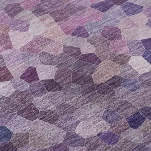 Luxury Washable Indoor/Outdoor Kaleidoscope Plum 2\'3\" x 7\'6\" Runner Rug