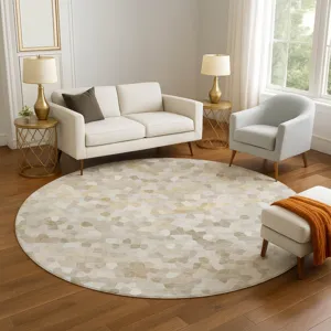 Luxury Washable Indoor/Outdoor Kaleidoscope Putty 8\' x 8\' Round Rug