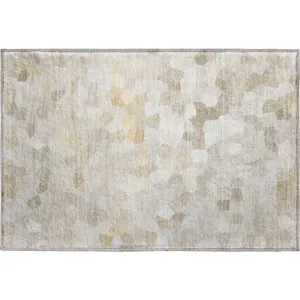 Luxury Washable Indoor/Outdoor Kaleidoscope Putty 1\'8\" x 2\'6\" Rug