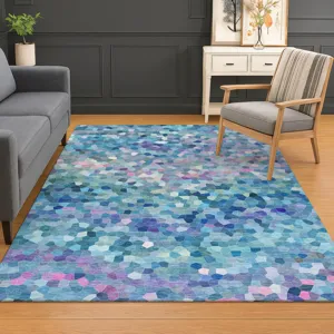 Luxury Washable Indoor/Outdoor Kaleidoscope Turquoise 9\' x 12\' Rug