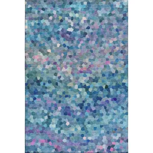 Luxury Washable Indoor/Outdoor Kaleidoscope Turquoise 9\' x 12\' Rug