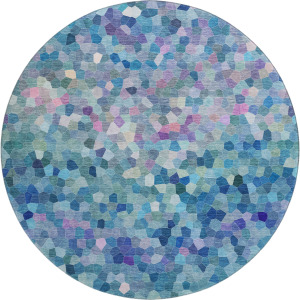 Luxury Washable Indoor/Outdoor Kaleidoscope Turquoise 8' x 8' Round Rug