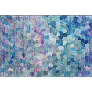 Luxury Washable Indoor/Outdoor Kaleidoscope Turquoise Rug