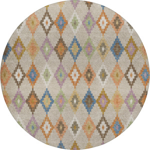 Luxury Washable Kenner Beige 8' x 8' Round Rug