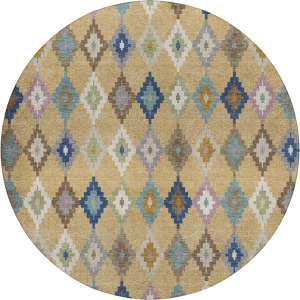 Luxury Washable Kenner Gold 8' x 8' Round Rug