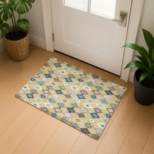 Luxury Washable Kenner Gold 1\'8\" x 2\'6\" Rug