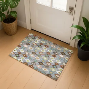 Luxury Washable Kenner Gray 1\'8\" x 2\'6\" Rug