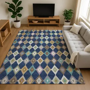 Luxury Washable Kenner Navy 8\' x 10\' Rug