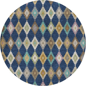 Luxury Washable Kenner Navy 8' x 8' Round Rug